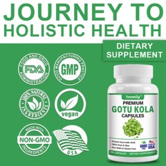 Gotu Kola Capsules 1300 Mg Brain Health Extra Strength Improve Memory Focus