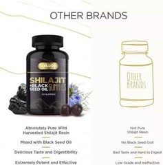 Pure Shilajit Gummies with Black Seed Oil – Energy Boost, Immune Support – 60Pcs