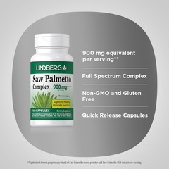 Saw Palmetto Capsules 900mg | 100 Count | for Men & Women, Non-GMO | by Lindberg