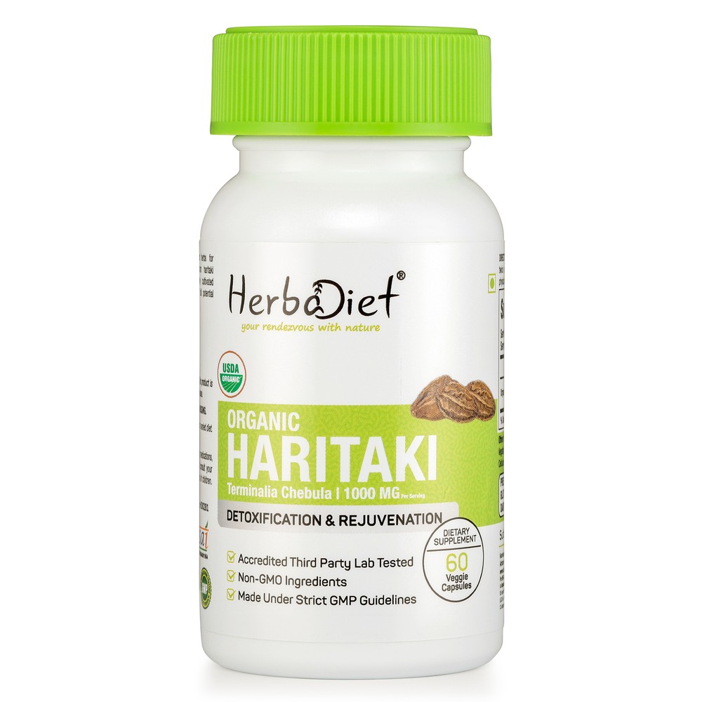 Organic Haritaki Capsules Terminalia Chebula Harad Harde Liver Detox Supplement