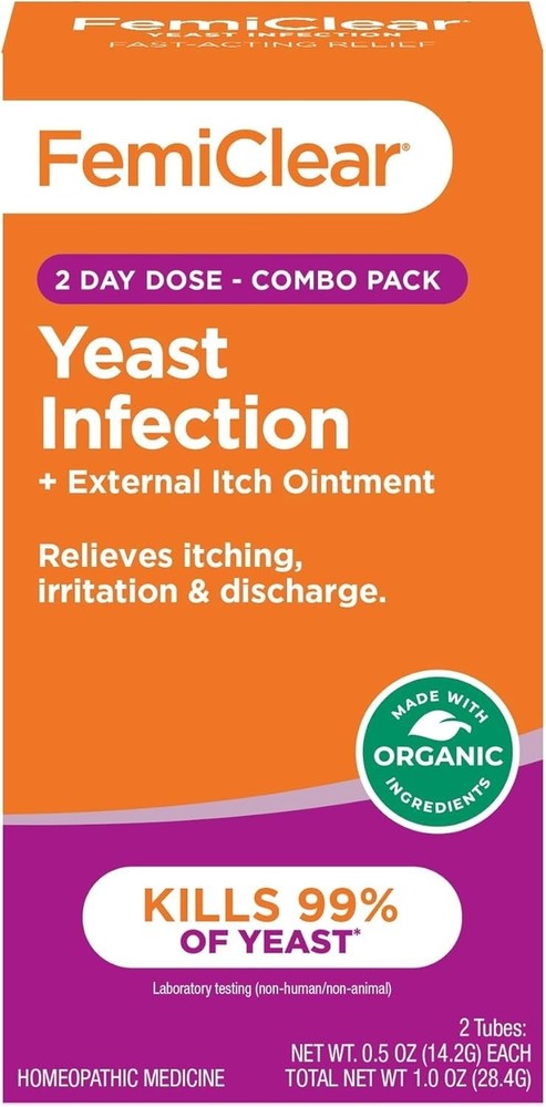 FemiClear Homeopathic 2 Day Dose Combo Yeast Infection External Itch Exp 2/2028