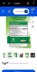Lion’s Mane Mushroom Capsules 2100mg-50 Count | Vegetarian Nature’s Truth. 4/27.