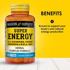 “Super Energy Tablets with Guarana, Ginseng & Kola Nut – 90 Day Supply, 60
