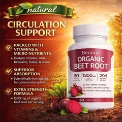 Beravia pure Beet Root Capsules, Purely Natural, Non-GMO 60-Counts