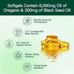 NEW VivoNu Oil of Oregano with Black Seed Oil Softgels 6000mg 300 Count