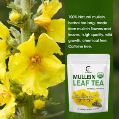 28/60 DAY Mullein Leaf Tea for Lungs Cleanse & Immune Support,100% Natural