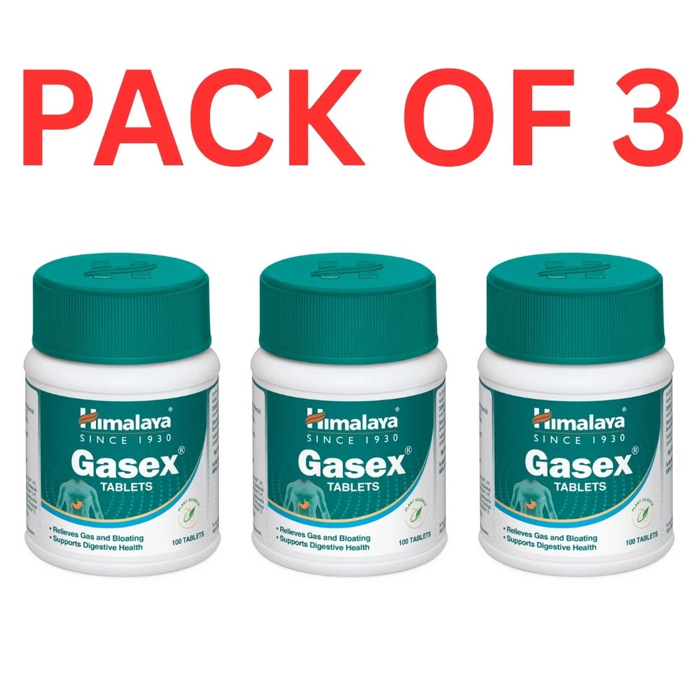 3 x Himalaya Gasex 180 Tabs Relief from Gas, Bloating & Indigestion Exp 2027/28