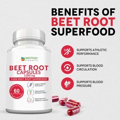 Beet Root Capsules – 1200mg Per Serving – 60 60 Count (Pack of 1)