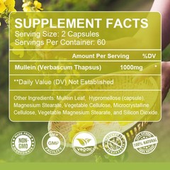 Mullein Leaf Extract 1000mg Lung Cleanse Respiratory Herbal Capsules 120-600ct