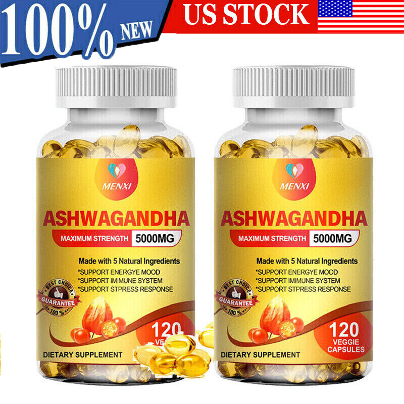 Organic Ashwagandha 5000mg Relief Stress Anxiety Boosts Immunity 240 Capsules