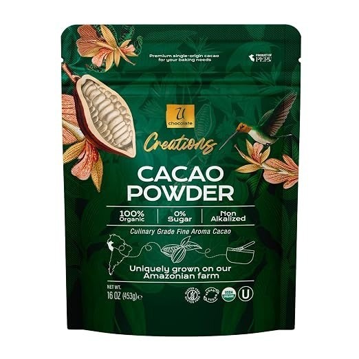 U Chocolate Organic Cacao Powder Natural Fresh From our Farm 1 bag 16 oz