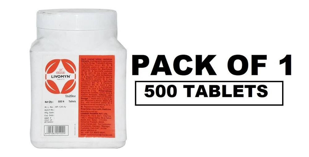 Charak  Livomyn Tablet  500 tablets for Liver Support, Detox & Protection