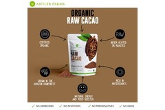 Antler Farms – 100% Pure Organic Raw Cacao Powder, 40 servings, 200g – Vegan, Gl