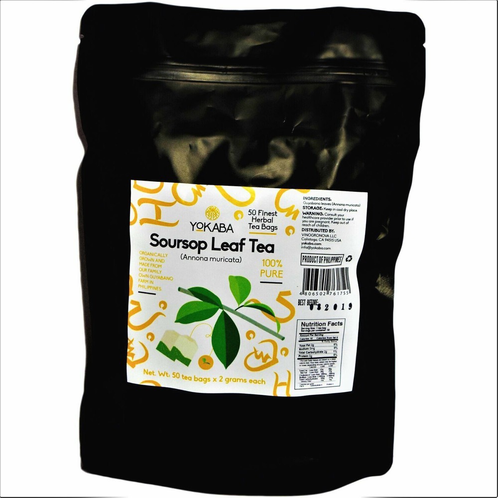 Soursop Graviola Pure Leaf Tea by YOKABA – 50 TEA BAGS – Annona Muricata