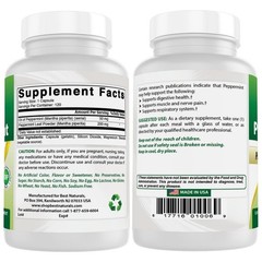 Aceite y Polvo de Hojas de Menta Piperita 250mg | 120 Cápsulas, 120 Porciones