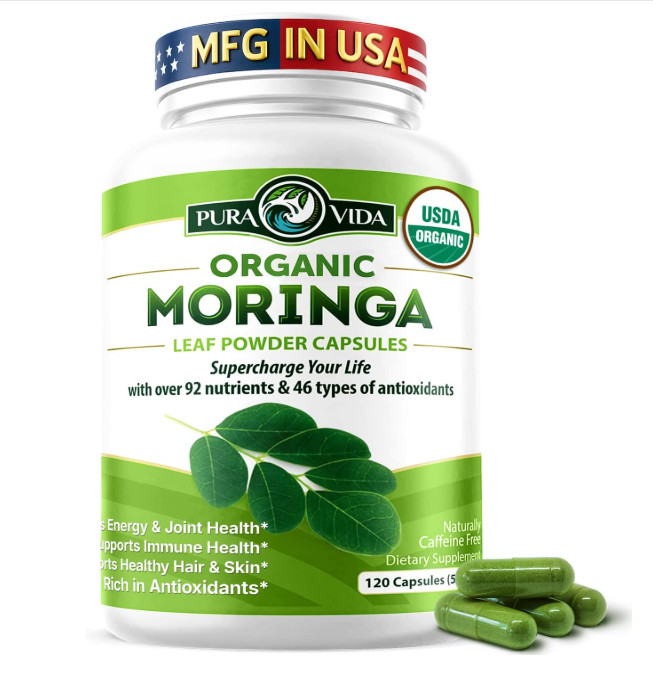 PURA VIDA MORINGA Capsules Single Origin Moringa Powder Organic. Pure Moringa