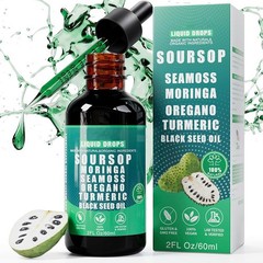 Potent 10-in-1 Soursop Bitters Drops with Sea Moss Moringa Turmeric Black See