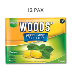 WOODS LEMON Peppermint Lozenges Sore Throat Health Freshens Breathing Relax 12X