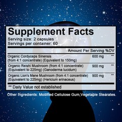 NOOTROPIC LION’S MANE CORDYCEPS extract Capsules-Healthy Brain&memory Supplement