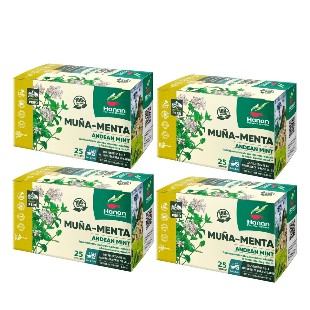 Andean Mint Tea Te de Muña 100 Tea Bags – 100% All Natural Wild Muna Leaves Peru