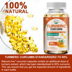 Turmeric Curcumin Ginger 1950mg Black Pepper Extract Complex 120 Capsules