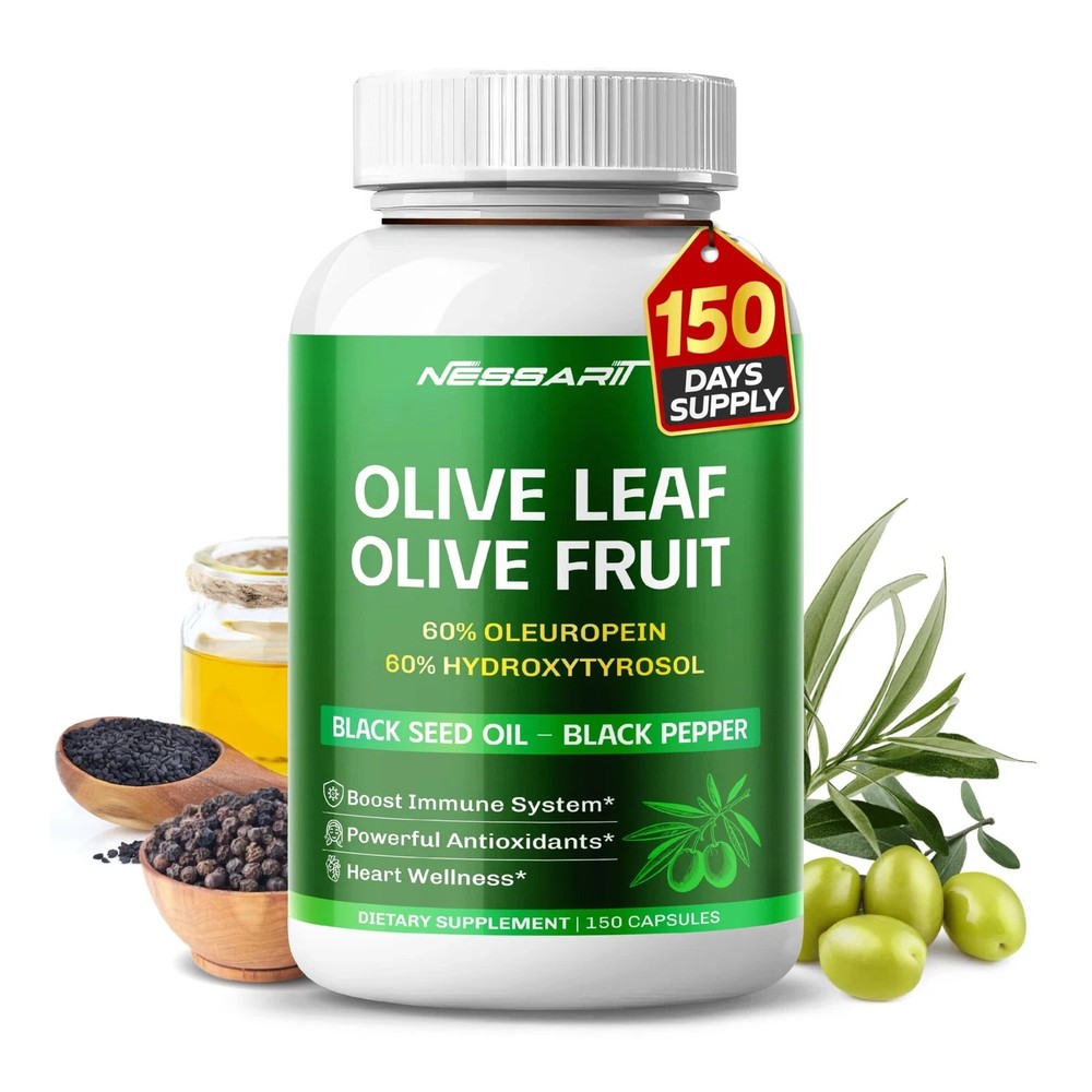 NESSARIT Olive Leaf & Olive Fruit 60% Oleuropein 60% Hydroxytyrosol – Black S…