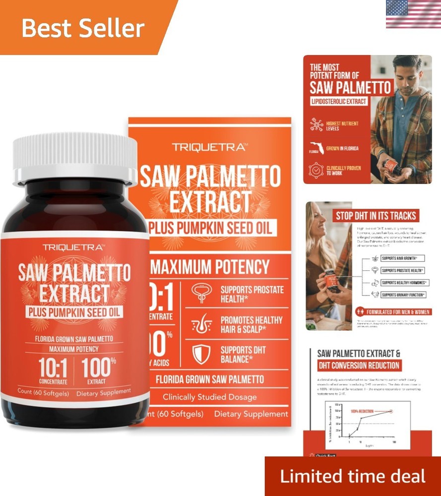 Pharmaceutical Grade Saw Palmetto & Pumpkin Seed Oil – 60 Softgels, DHT Blocker