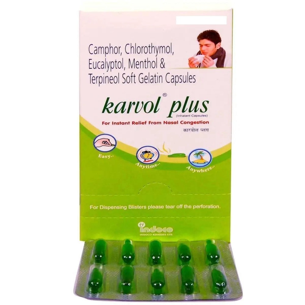 Karvol Plus (60 Capsules) Clears Blocked Nose & Relieves Local Irritation Cold