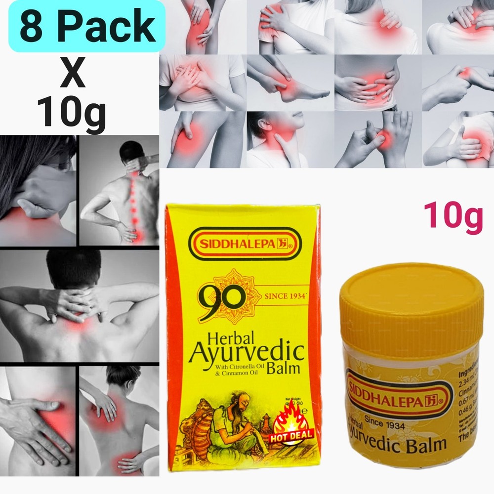 8PACK X 10g Siddhalepa Ayurvedic Herbal Balm-Fast Relief For Muscle Aches & Join