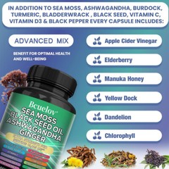 16 IN 1 Supplement Sea Moss Black Seed Oil Ashwagandha Ginger Capsules 19445mg