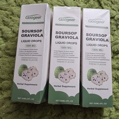 Googeer Soursop Graviola Drops 1800mg w/ Vitamin B1 Fresh Mint 60mL 3 boxes