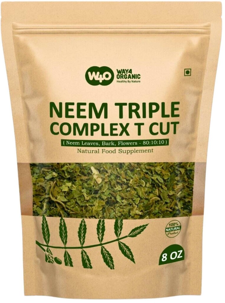 Neem Triple Complex T Cut Fresh Leaf Tea Blend Leaves Bark Flower 8 oz