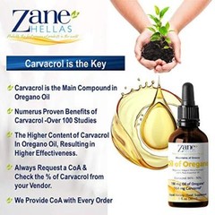 Zane Hellas 190 mg Oregano Oil-164 mg Carvacrol per Serving-4 Drops Daily. 10…