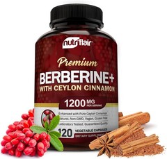 NutriFlair Premium Berberine HCL 1200mg, 120 Capsules – Plus Pure True Ceylon Ci