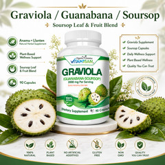 Soursop GRAVIOLA EXTRACT 2000 mg 45days Guanabana Annona Antioxidant 90 capsules