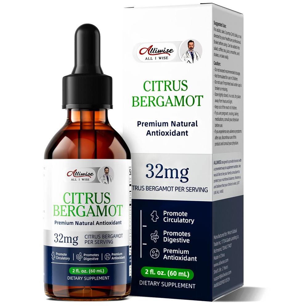 Citrus Bergamot Liquid Drops 2oz – 9-Herbal Blend for Heart,Digestion & Immunity
