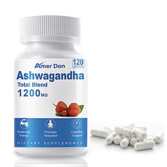 Organic Ashwagandha Capsules 1200mg 120 Capsules with Black Pepper Root Powder