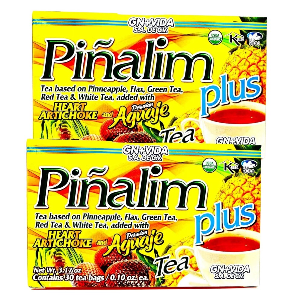 2 Pack Pinalim Plus GN+Vida Tea Piñalim Pineapple Diet 60 Day Supply