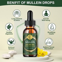 Mullein Leaf Liquid Drops Support Lung Cleanse Respiratory Function 2 fl oz