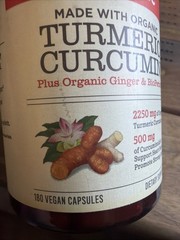 Naturewise Organic Turmeric Curcumin BioPerine Capsules – 180 Count Exp: 2/2028
