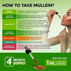 Mullein Drops for Lungs – USDA Organic Liquid – Mullein Leaf Extract Supplement