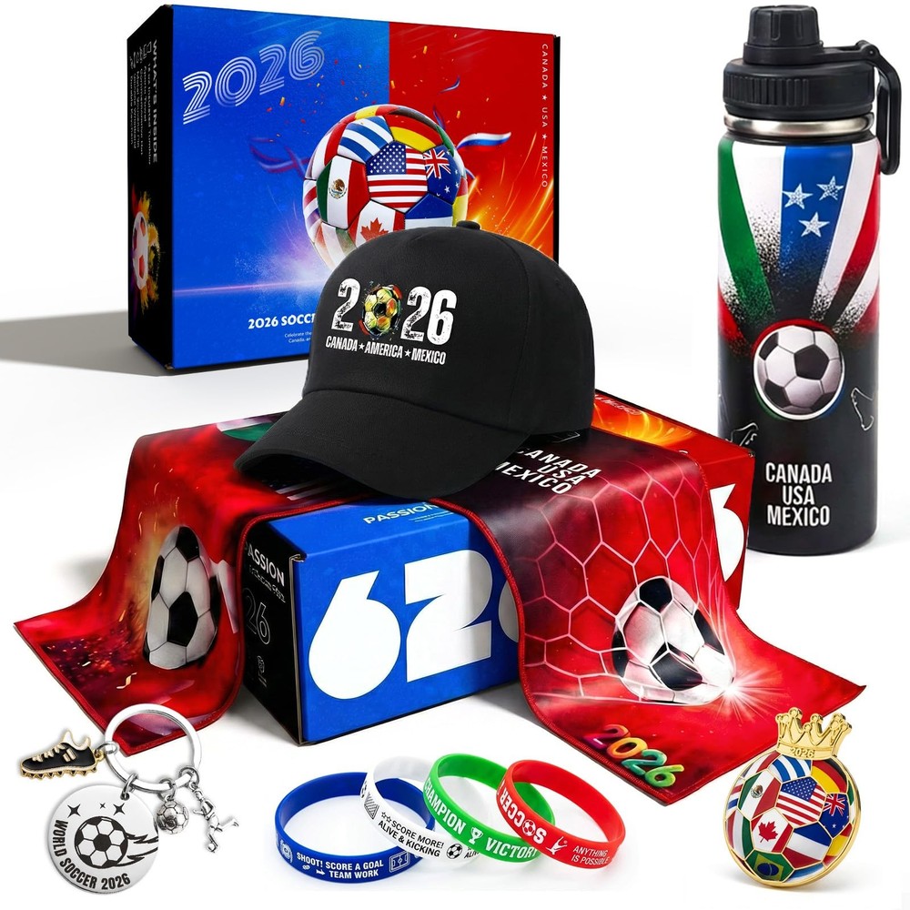 Exun Soccer Fan Gift Basket Set 2026 – 9 Piece Sports Accessories Multi-color