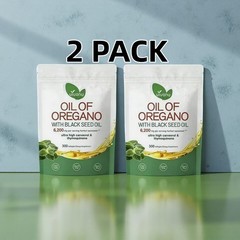 2PACK Aceite De Oregano En 300 Capsulas Con Carvacrol Timol Black Seed Oil 6000
