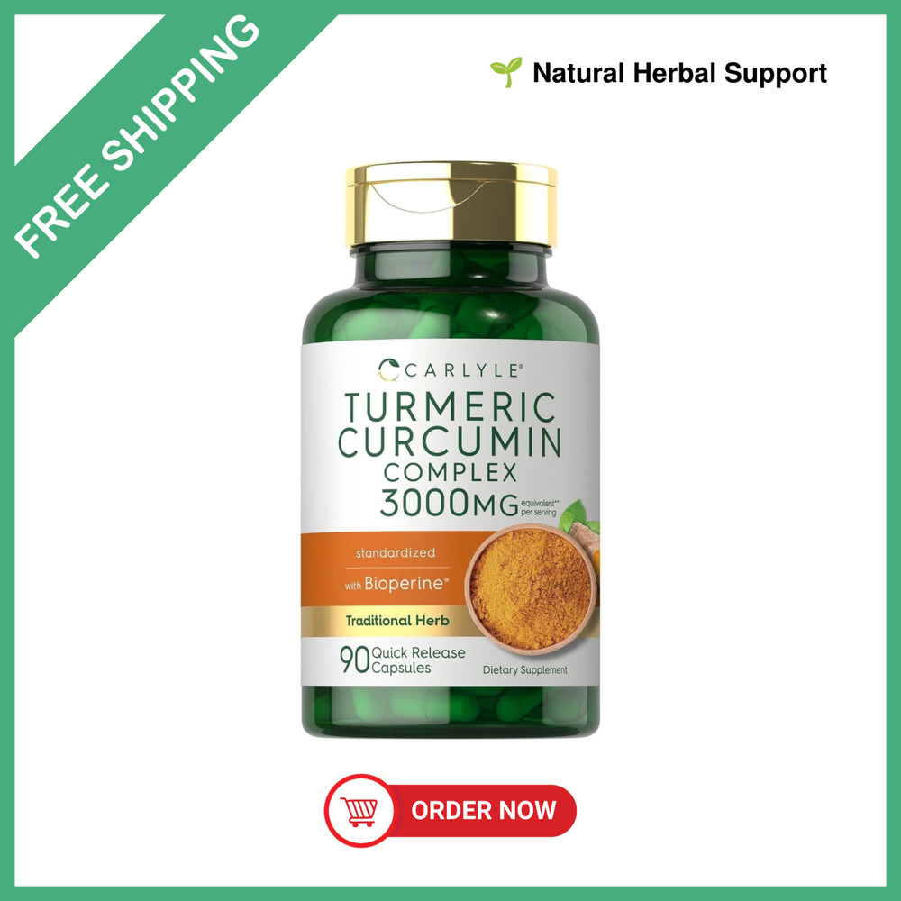 Carlyle Turmeric Curcumin with Black Pepper 3000Mg | 90 Powder Capsules | Comple