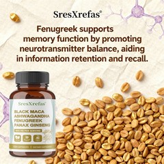 Black Maca With Fenugreek Enhance Memory And Energy Gmo Free 30/60/120 Capsules