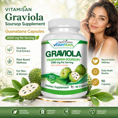 Soursop GRAVIOLA EXTRACT 2000 mg 45days Guanabana Annona Antioxidant 90 capsules