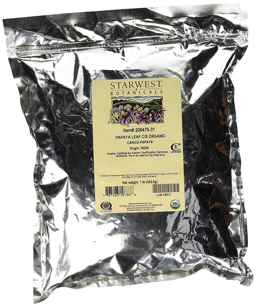 Starwest Botanicals Organic Papaya Leaf (Carica Papaya) C/S, 1 Pound