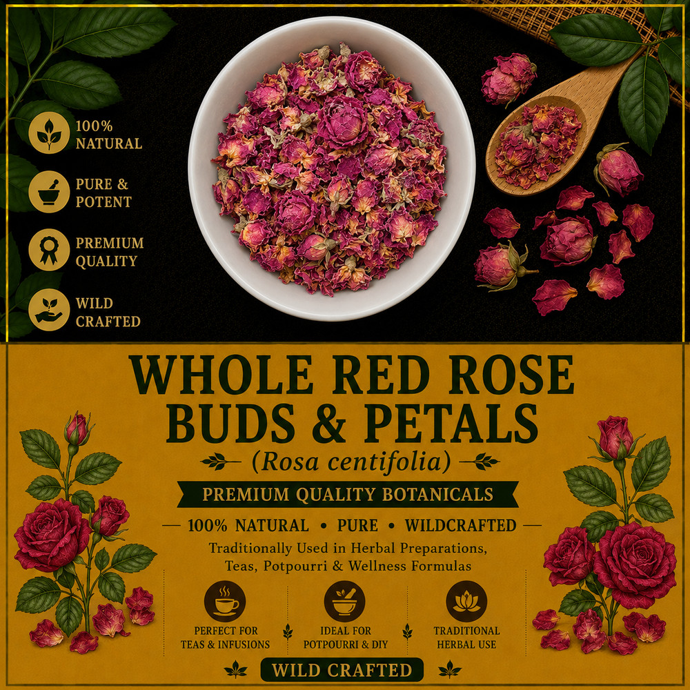 Whole Red Rose Buds & Petals Rosa centifolia Premium Herbal Tea Flowers | USA