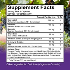Resveratrol Complex Supplements Anti Aging Mental Focus Energy 30-120 Capsules