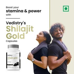 Vedistry Shilajeet Gold 60 Tablets Boost Muscle Growth Stamina 24 Carat Gold Z74